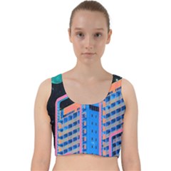 Fantasy City Architecture Building Cityscape Velvet Racer Back Crop Top by Cemarart
