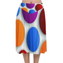 Abstract Dots Colorful Velvet Flared Midi Skirt by nateshop