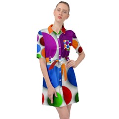 Abstract Dots Colorful Belted Shirt Dress by nateshop