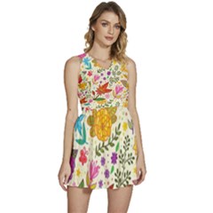 Colorful Flowers Pattern, Abstract Patterns, Floral Patterns Sleeveless High Waist Mini Dress by nateshop