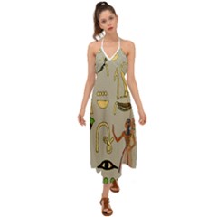 Egyptian Man Artifact Royal Halter Tie Back Dress  by Proyonanggan