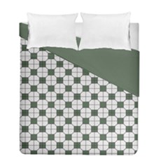 Retro Traditional Vintage Geometric Flooring Green Duvet Cover Double Side (full/ Double Size) by DimSum