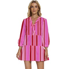 Stripes-4 V-neck Placket Mini Dress by nateshop