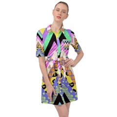 Zigzag-1 Belted Shirt Dress by nateshop