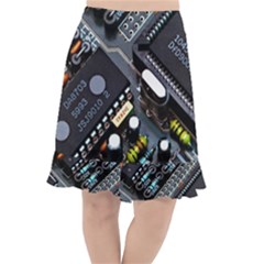 Motherboard Board Circuit Electronic Technology Fishtail Chiffon Skirt by Cemarart