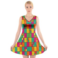 Abstract-background V-neck Sleeveless Dress by nateshop