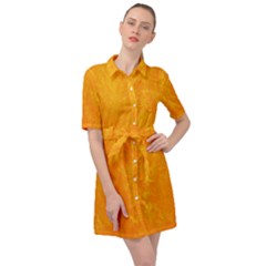 Background-yellow Belted Shirt Dress by nateshop