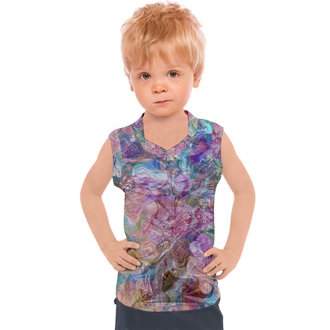 Abstract Waves Kids  Sport Tank Top by kaleidomarblingart