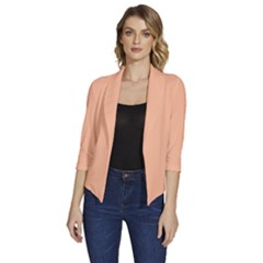 Peach Fuzz 2024 Women s Draped Front 3/4 Sleeve Shawl Collar Jacket by dressshop