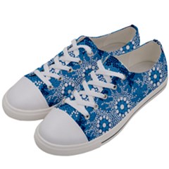 Authentic Aboriginal Art - Waterhole Dreaming Women s Low Top Canvas Sneakers by hogartharts