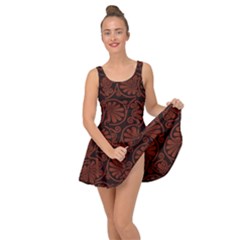 Brown Floral Pattern Floral Greek Ornaments Inside Out Casual Dress by nateshop