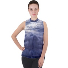 Majestic Clouds Landscape Mock Neck Chiffon Sleeveless Top by dflcprintsclothing