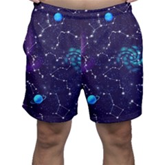 Realistic Night Sky With Constellations Men s Shorts by Cemarart