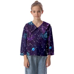 Realistic Night Sky With Constellations Kids  Sailor Shirt by Cemarart