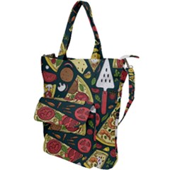 Seamless Pizza Slice Pattern Illustration Great Pizzeria Background Shoulder Tote Bag by Cemarart