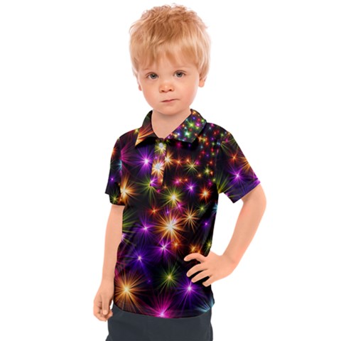 Star Colorful Christmas Xmas Abstract Kids  Polo T-shirt by Cemarart