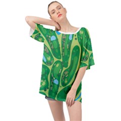 Golf Course Par Golf Course Green Oversized Chiffon Top by Cemarart