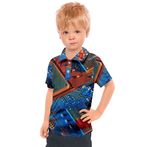 Gray Circuit Board Electronics Electronic Components Microprocessor Kids  Polo T-shirt by Cemarart