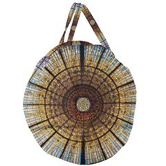 Barcelona Stained Glass Window Giant Round Zipper Tote by Cemarart