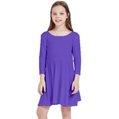 Ultra Violet Purple Kids  Quarter Sleeve Skater Dress by bruzer