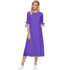Ultra Violet Purple Bow Sleeve Chiffon Midi Dress by Patternsandcolors