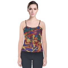 Zig Zag Pattern Geometric Design Velvet Spaghetti Strap Top by Ndabl3x