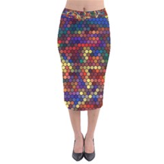 Flower Retro Funky Psychedelic Velvet Midi Pencil Skirt by Ndabl3x