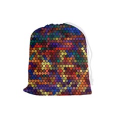 Hexagon Honeycomb Pattern Design Drawstring Pouch (large) by Ndabl3x