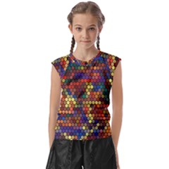 Hexagon Honeycomb Pattern Design Kids  Raglan Cap Sleeve T-shirt by Ndabl3x