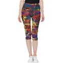 Flower Retro Funky Psychedelic Inside Out Lightweight Velour Capri Leggings  View1