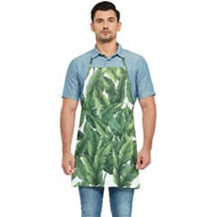 Green Banana Leaves Kitchen Apron by goljakoff