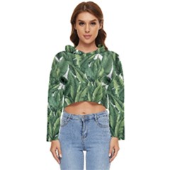 Green Banana Leaves Women s Lightweight Cropped Hoodie by goljakoff