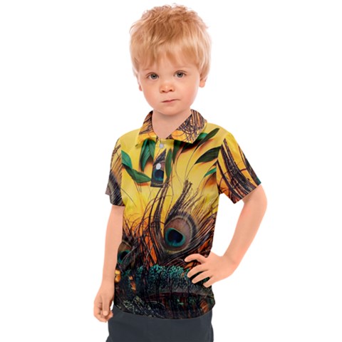 City Light Sky Landmark Painting Kids  Polo T-shirt by Cemarart