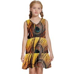 Art Paint Landscape Mountain Kids  Sleeveless Tiered Mini Dress by Cemarart