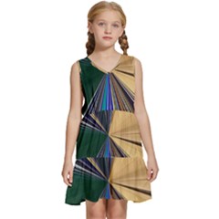 Leaves Plant Foliage Green Kids  Sleeveless Tiered Mini Dress by Cemarart