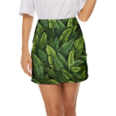 Green Leaves Mini Front Wrap Skirt by goljakoff