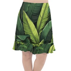 Banana Leaves Pattern Fishtail Chiffon Skirt by goljakoff