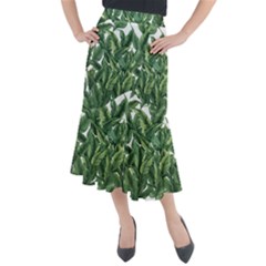 Tropical Leaves Midi Mermaid Skirt by goljakoff