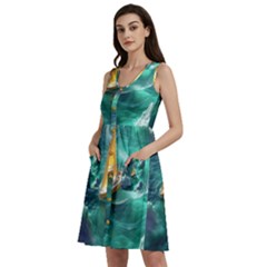 Dolphin Swimming Sea Ocean Sleeveless Dress With Pocket by Cemarart