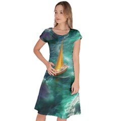 Dolphins Sea Ocean Classic Short Sleeve Dress by Cemarart