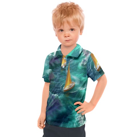 Countryside Landscape Nature Kids  Polo T-shirt by Cemarart