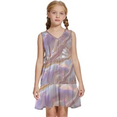 Silk Waves Abstract Kids  Sleeveless Tiered Mini Dress by Cemarart