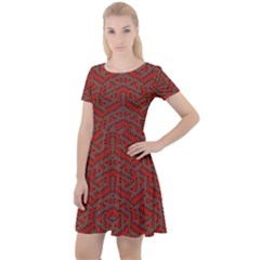 Hexagon Motif Geometric Tribal Style Pattern Cap Sleeve Velour Dress  by dflcprintsclothing