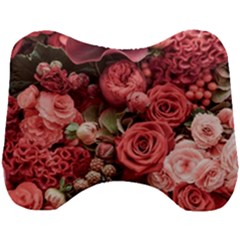 Pink Roses Flowers Love Nature Head Support Cushion by Grandong