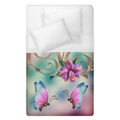 Love Amour Butterfly Colors Flowers Text Duvet Cover (single Size) by Grandong