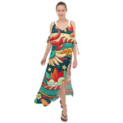 Chinese New Year – Year Of The Dragon Maxi Chiffon Cover Up Dress by Valentinaart