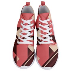 Retro Abstract Background, Brown-pink Geometric Background Men s Lightweight High Top Sneakers by nateshop