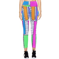 Shapes Texture Colorful Cartoon Pocket Leggings  by Cemarart