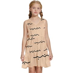 Lines Dots Pattern Abstract Kids  Sleeveless Tiered Mini Dress by Cemarart