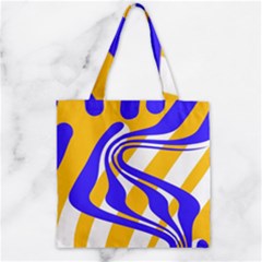 Print Pattern Warp Lines Zipper Grocery Tote Bag by Cemarart